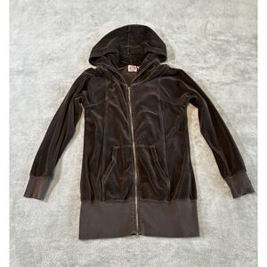 Juicy Couture Vintage Velour Zip Hoodie Brown Y2K Long Tracksuit Medium